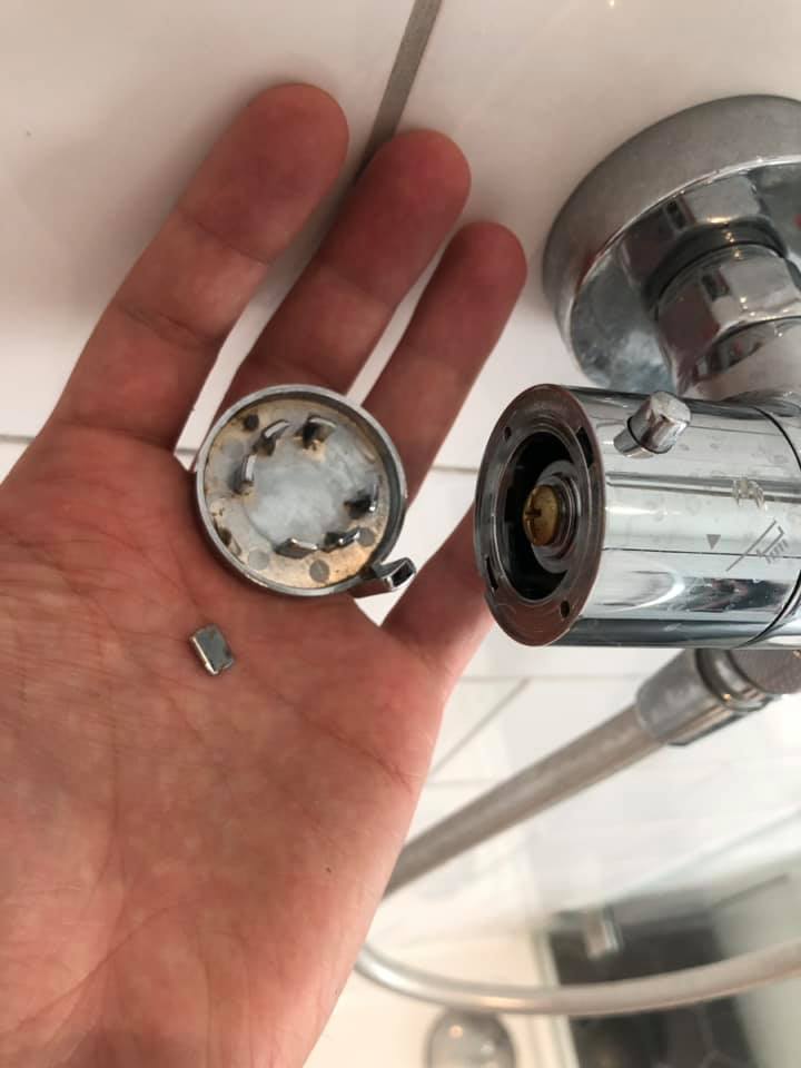 Broken shower tap